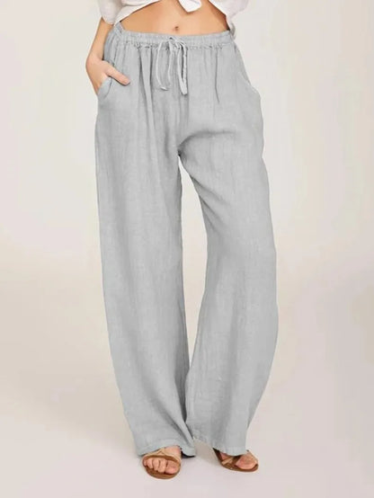 Loose Cotton-Linen Wide Leg Pants