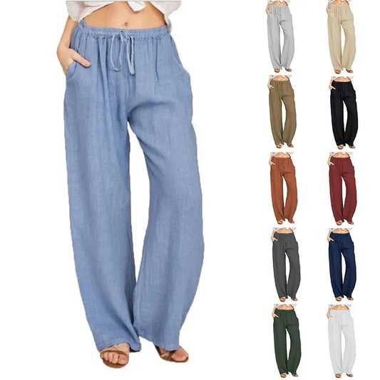 Loose Cotton-Linen Wide Leg Pants