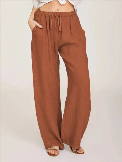 Loose Cotton-Linen Wide Leg Pants