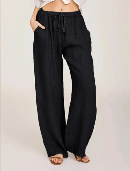 Loose Cotton-Linen Wide Leg Pants