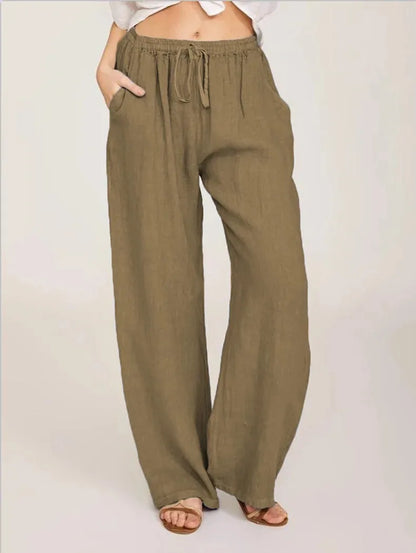 Loose Cotton-Linen Wide Leg Pants