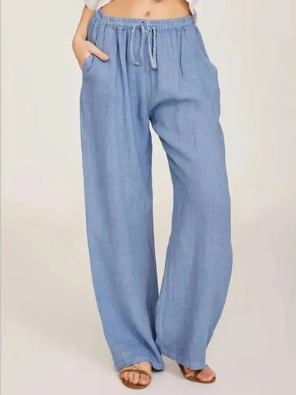 Loose Cotton-Linen Wide Leg Pants