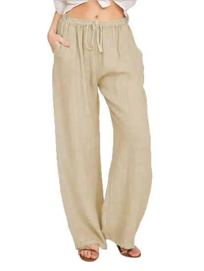 Loose Cotton-Linen Wide Leg Pants