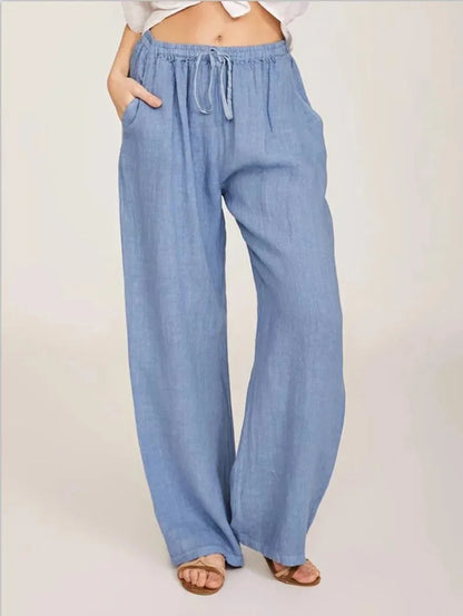 Loose Cotton-Linen Wide Leg Pants