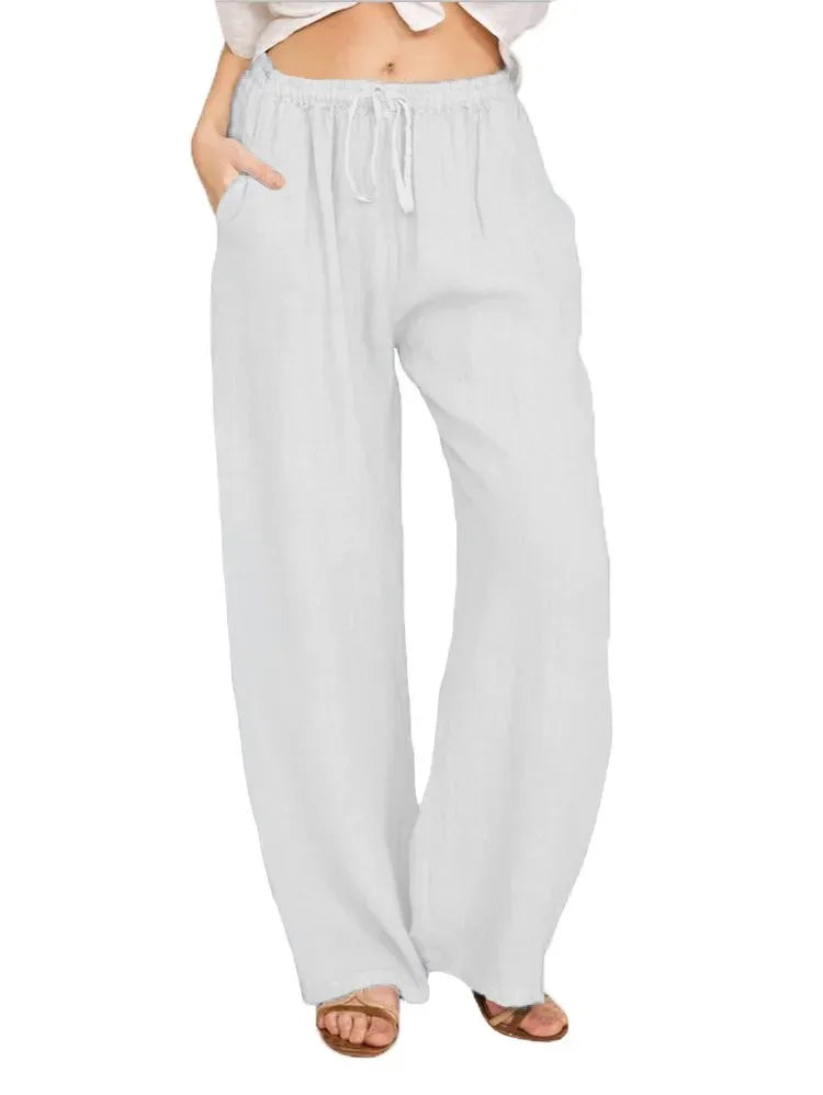 Loose Cotton-Linen Wide Leg Pants