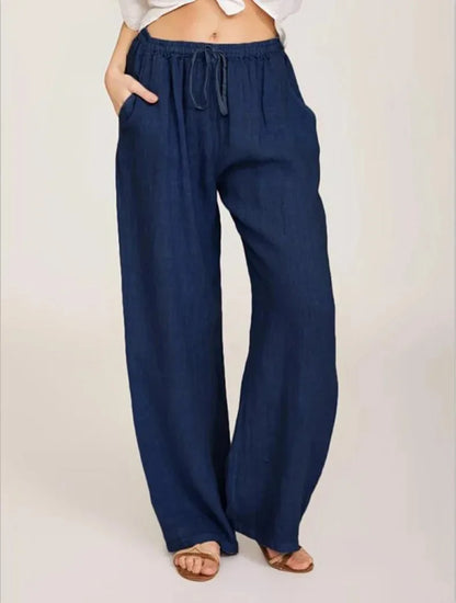 Loose Cotton-Linen Wide Leg Pants