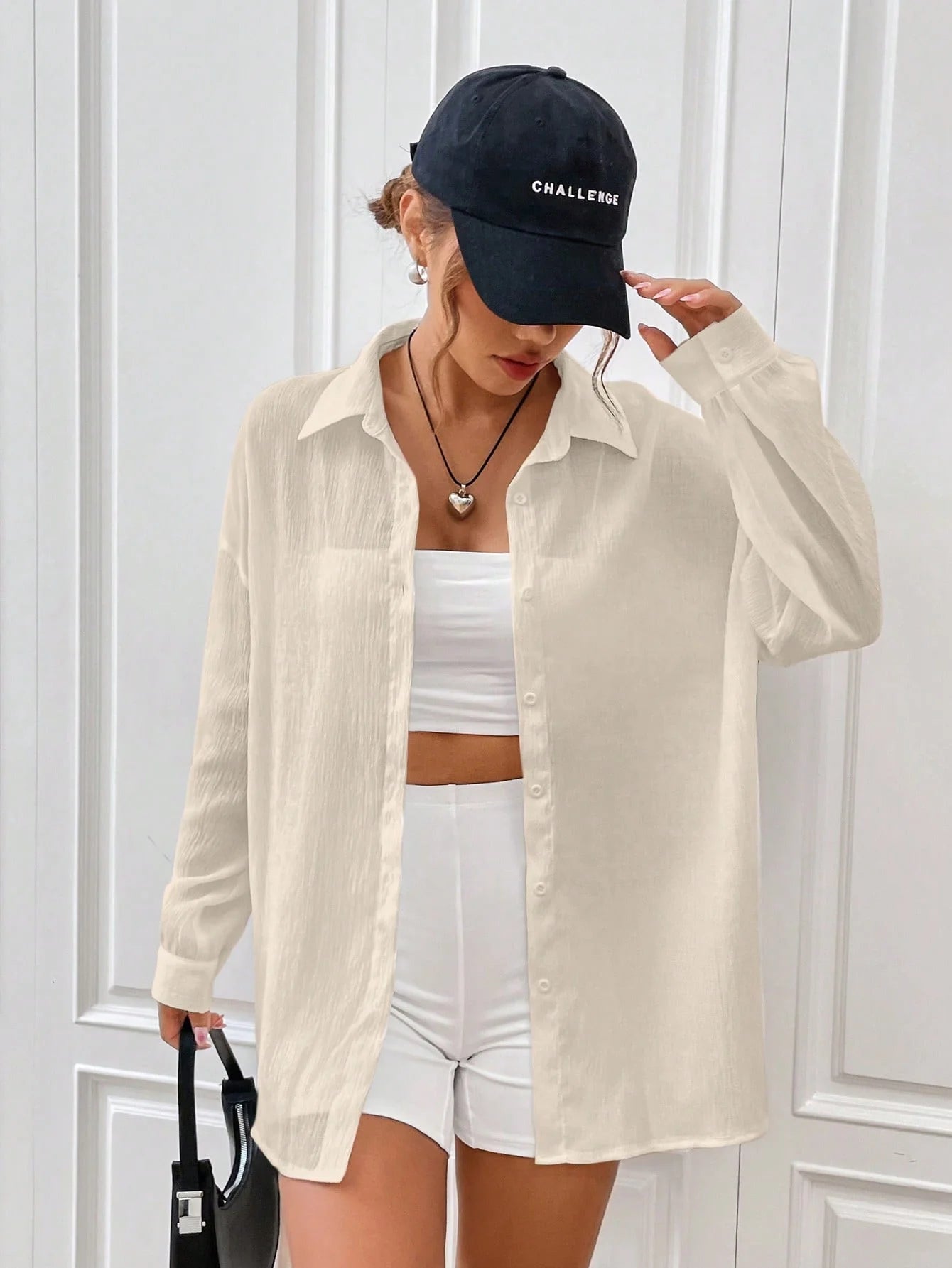 Retro Loose-Fit Pullover Top – Elegant One-Shoulder Office Style