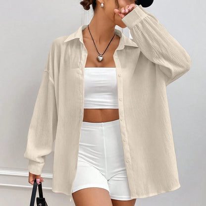 Retro Loose-Fit Pullover Top – Elegant One-Shoulder Office Style