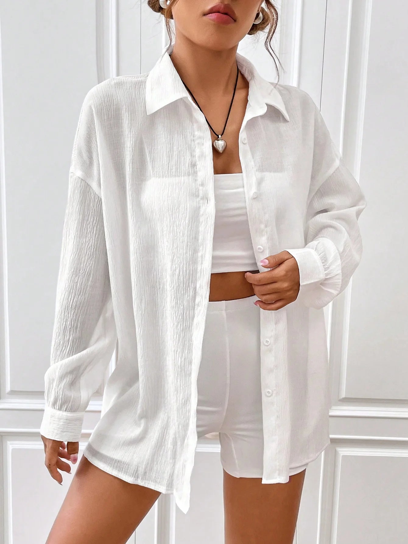 Retro Loose-Fit Pullover Top – Elegant One-Shoulder Office Style